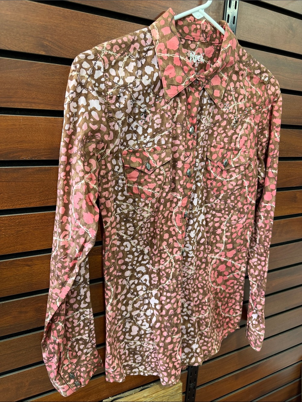 Wrangler Brown, Pink & Cream Printed Button-Front Shirt
